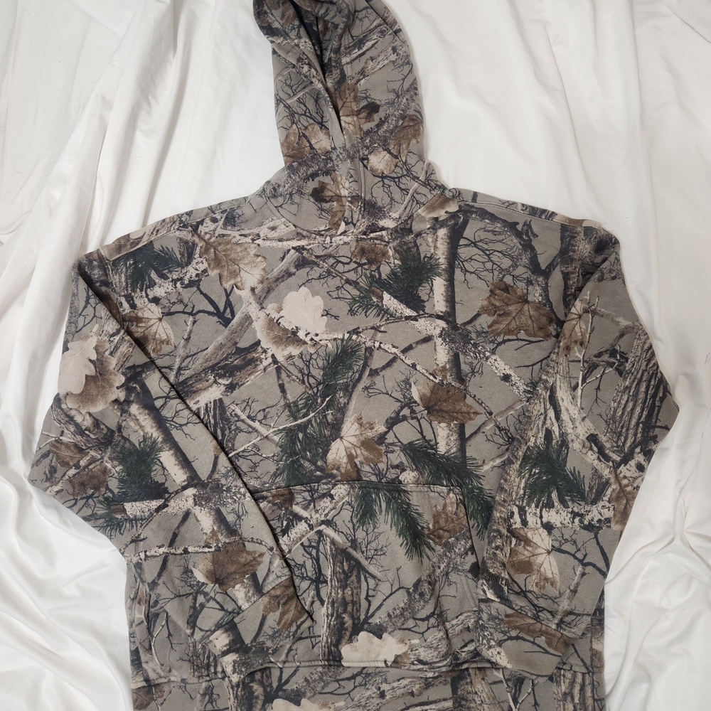 Hollister Men's Camouflage Crewneck Hoodie - Gray, Brown, Green